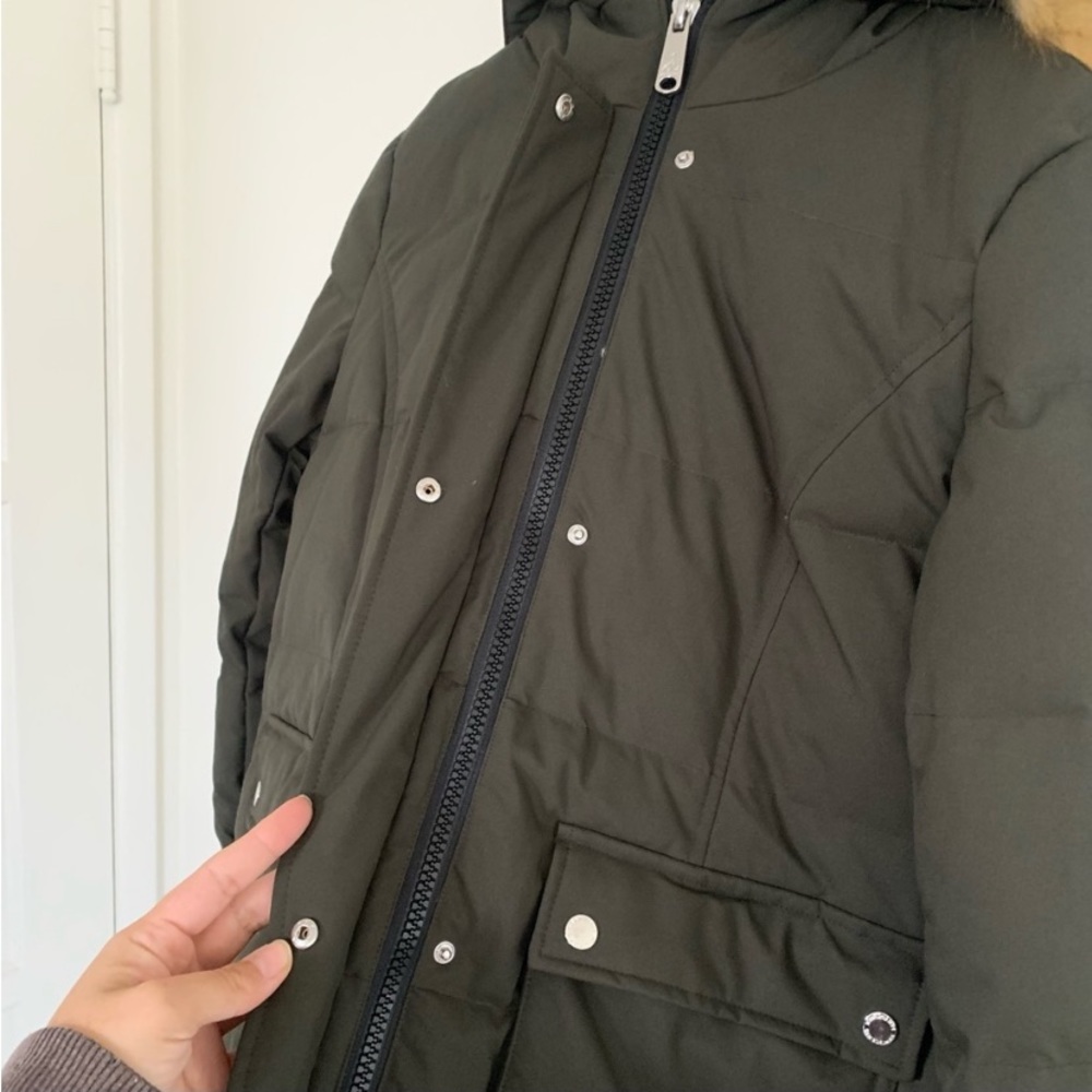 Like New Sam Edelman Loden olive green faux fur hood puffer parka jacket XS - Picture 3 of 10
